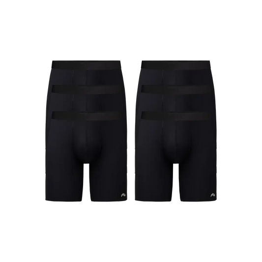 Breathe Long Boxer Brief w/ Fly 6-Pack | Black Pack