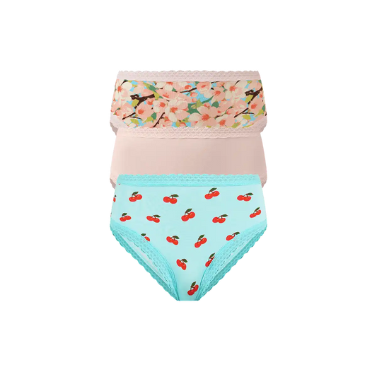 UltraModal™ Lace High Waisted Cheeky Bikini 3-Pack | Cherry Blossom Pack