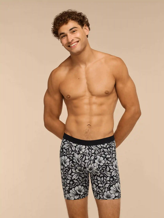 TrueCotton Long Boxer Brief w/ Fly | Midnight Bloom