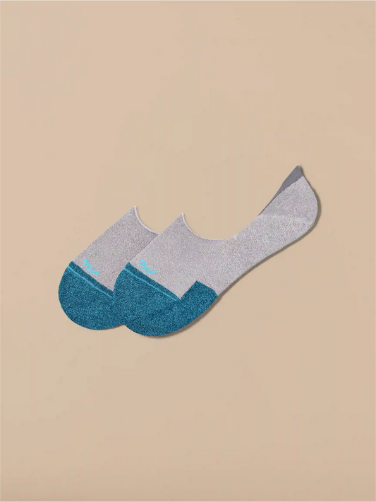 Essential No Show Sock | Heather Grey/Turquoise
