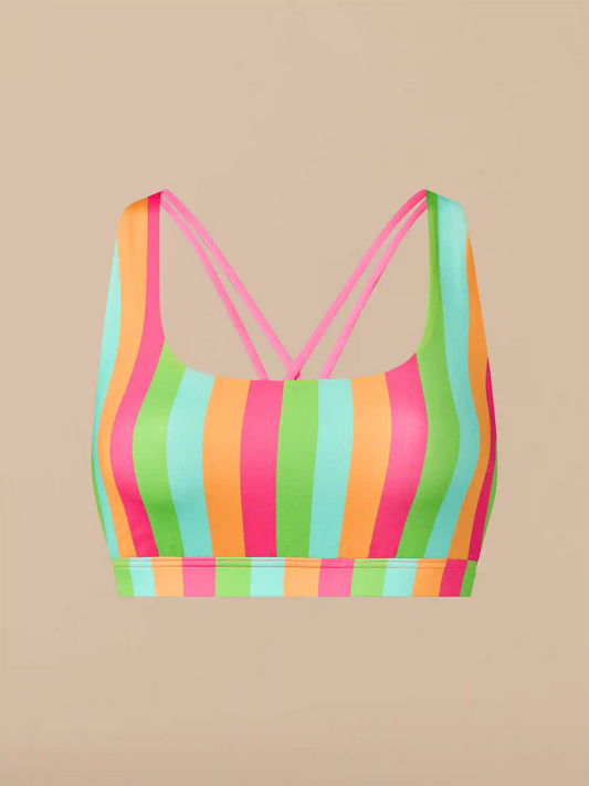 Breathe Strappy Back Bralette | Neon Stripes