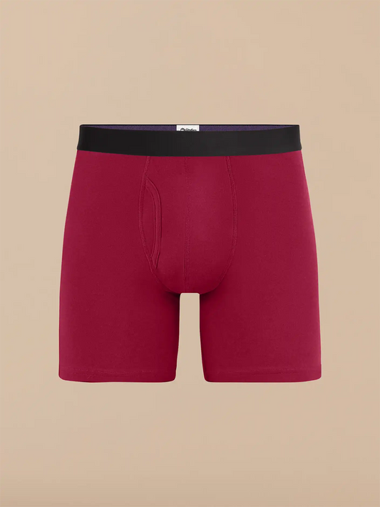 TrueCotton Ball Caddy™ Boxer Brief w/ Fly | Red Plum