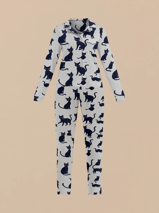 UltraModal™ Long Sleeve PJ Set - Women's | Midnight Meow