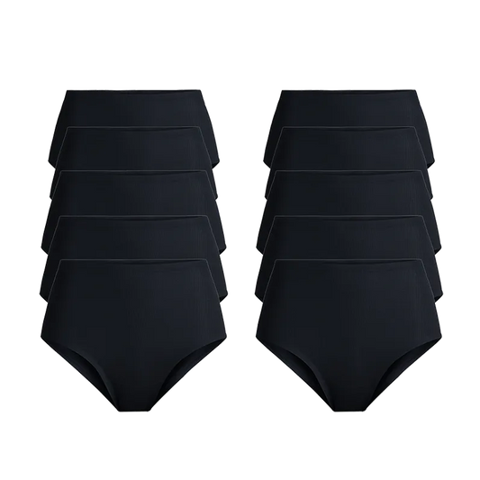 MoveMe High-Waisted Cheeky 10-Pack | Black