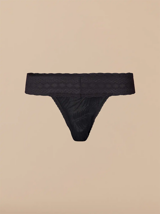 All Over Lace Low-Rise Thong | Black Feather