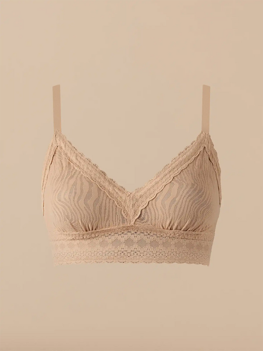 All Over Lace Longline Bralette | Latte Zebra