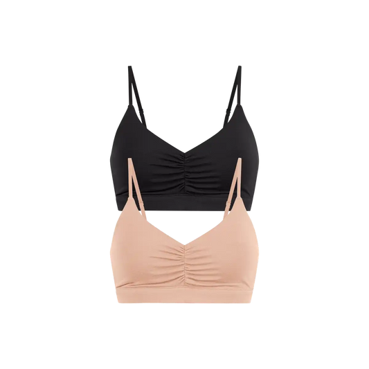 UltraModal™ FeelFree Ruched Bralette with Cups 2-Pack | Black/Sand Dune Pack
