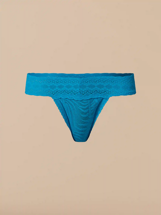 All Over Lace Low-Rise Thong | Atomic Blue