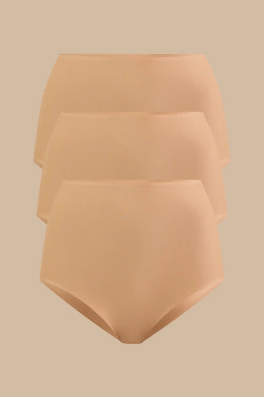 Seamless High-Waisted Shortie 3-Pack | Latte