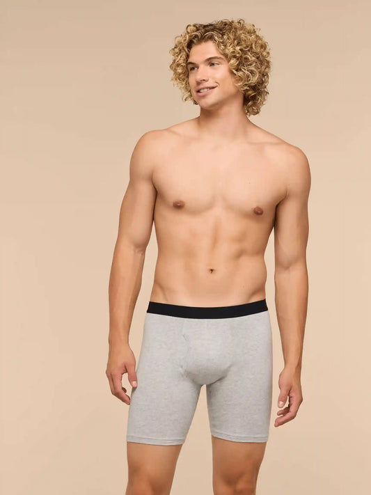 TrueCotton Long Boxer Brief w/ Fly | Heather Grey