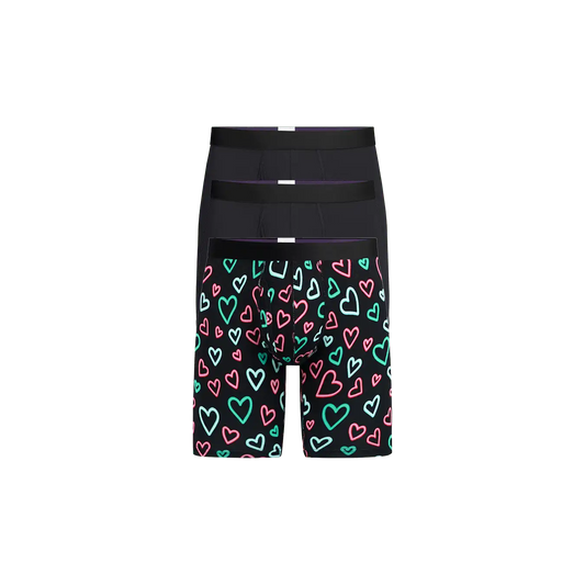 UltraModal™ Core Long Boxer Brief w/ Fly 3-Pack | Electric Hearts Pack
