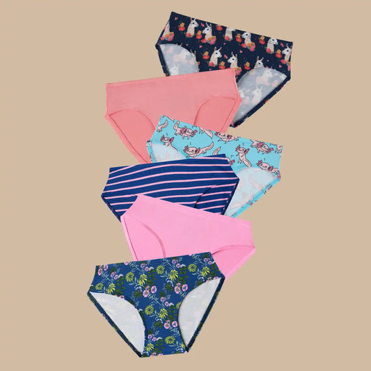 UltraModal™ FeelFree Girls Bikini Brief 6-Pack | Flower Friends Pack