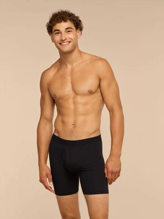 TrueCotton Long Boxer Brief w/ Fly | Black