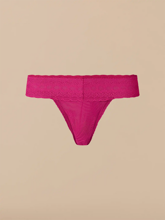All Over Lace Low-Rise Thong | Plum Feather
