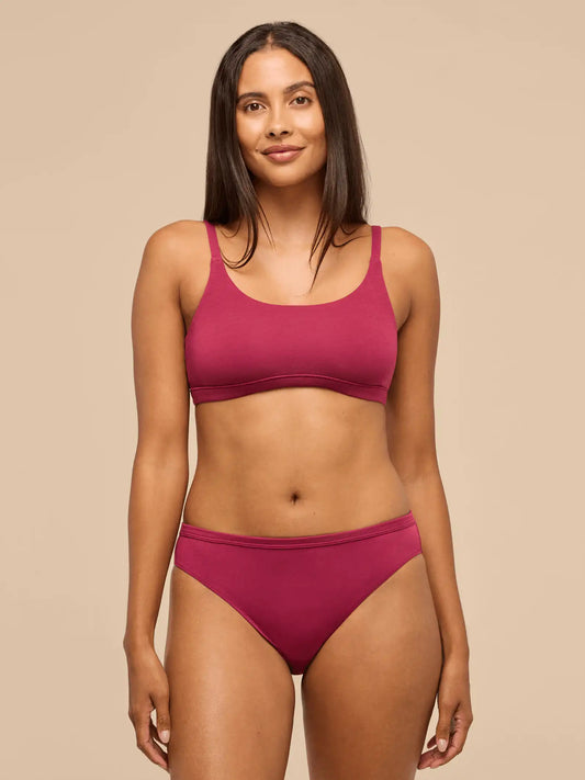 TrueCotton Mid-Rise Bikini | Red Plum