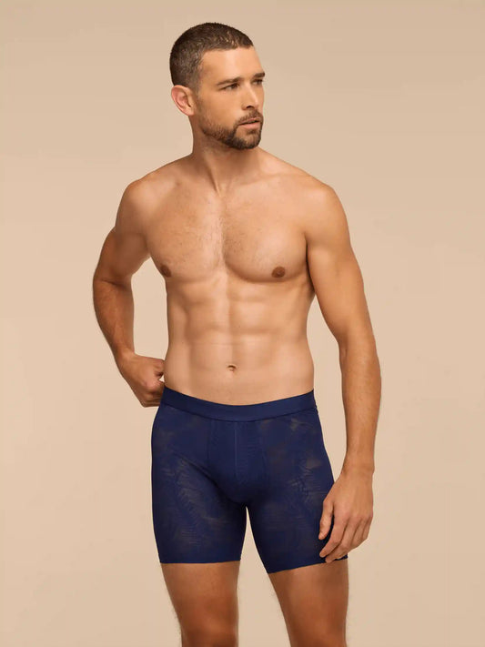 All Over Lace Boxer Brief | Navy Feather